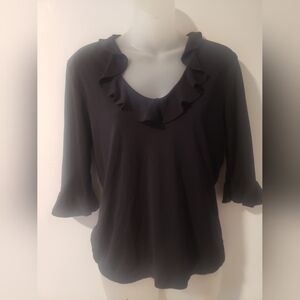 Banana Republic Black Ruffle Blouse